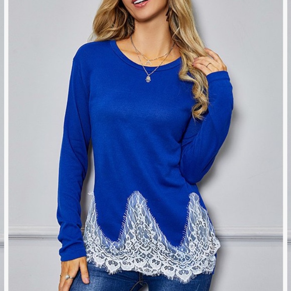 Blue and white lace tunic-Size medium